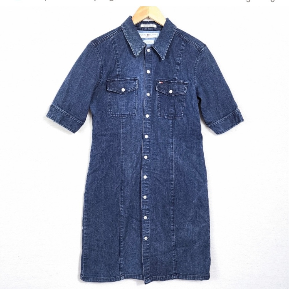 Vintage Y2K Tommy Hilfiger Jean Denim Snap Front Dress